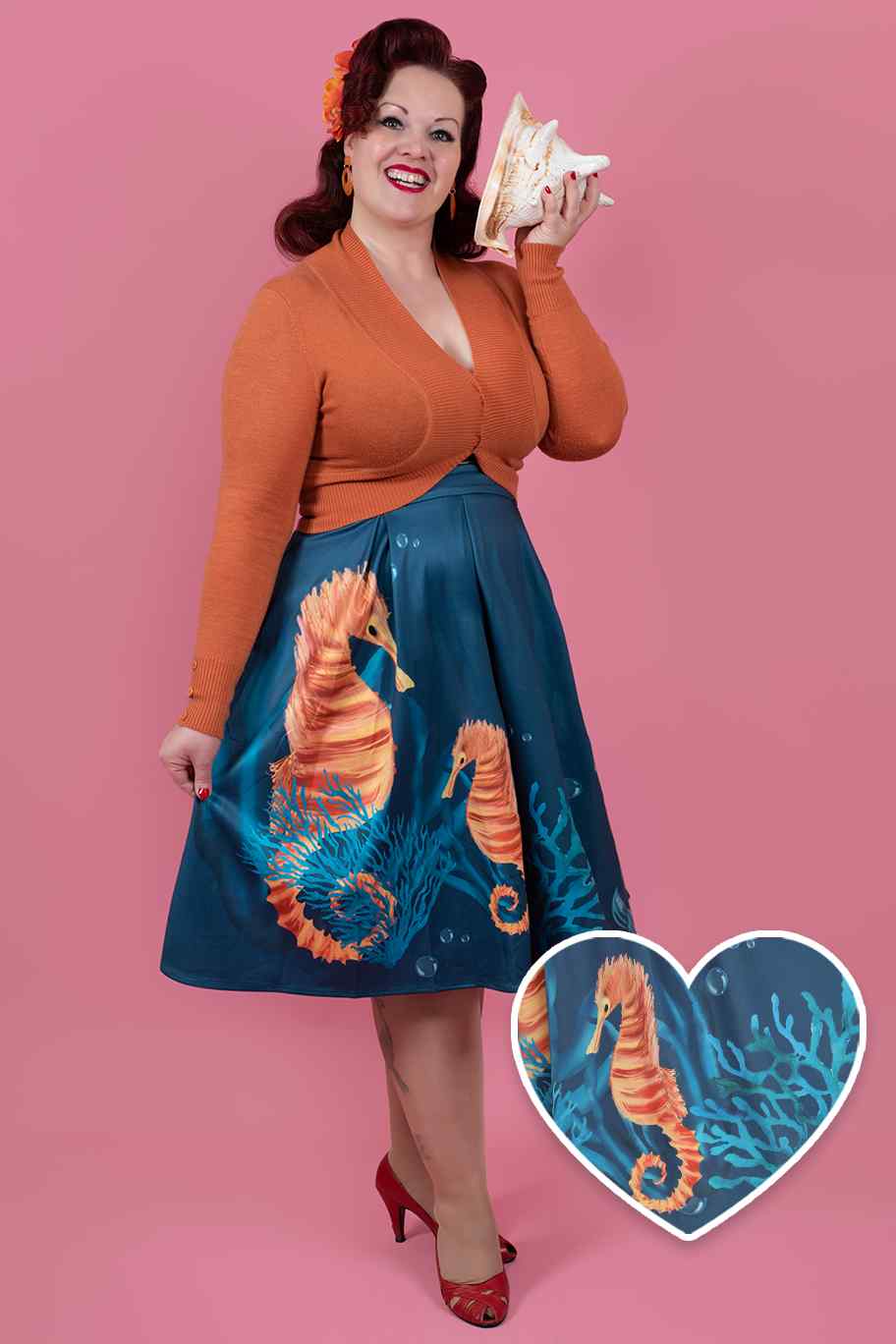 Plus size blue pleated skirt best sale