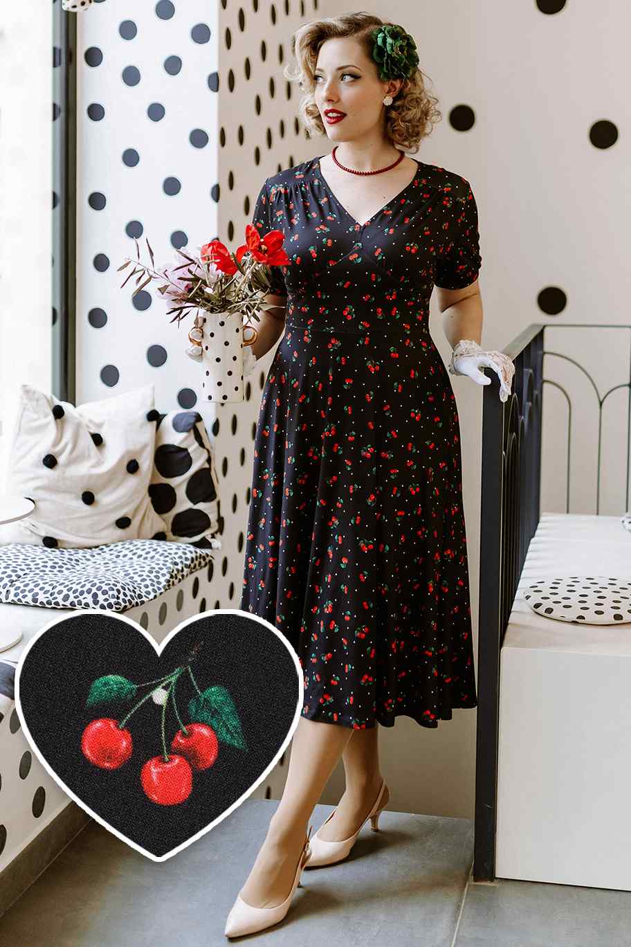 Julia Retro Black Cherry Tea Dress 8