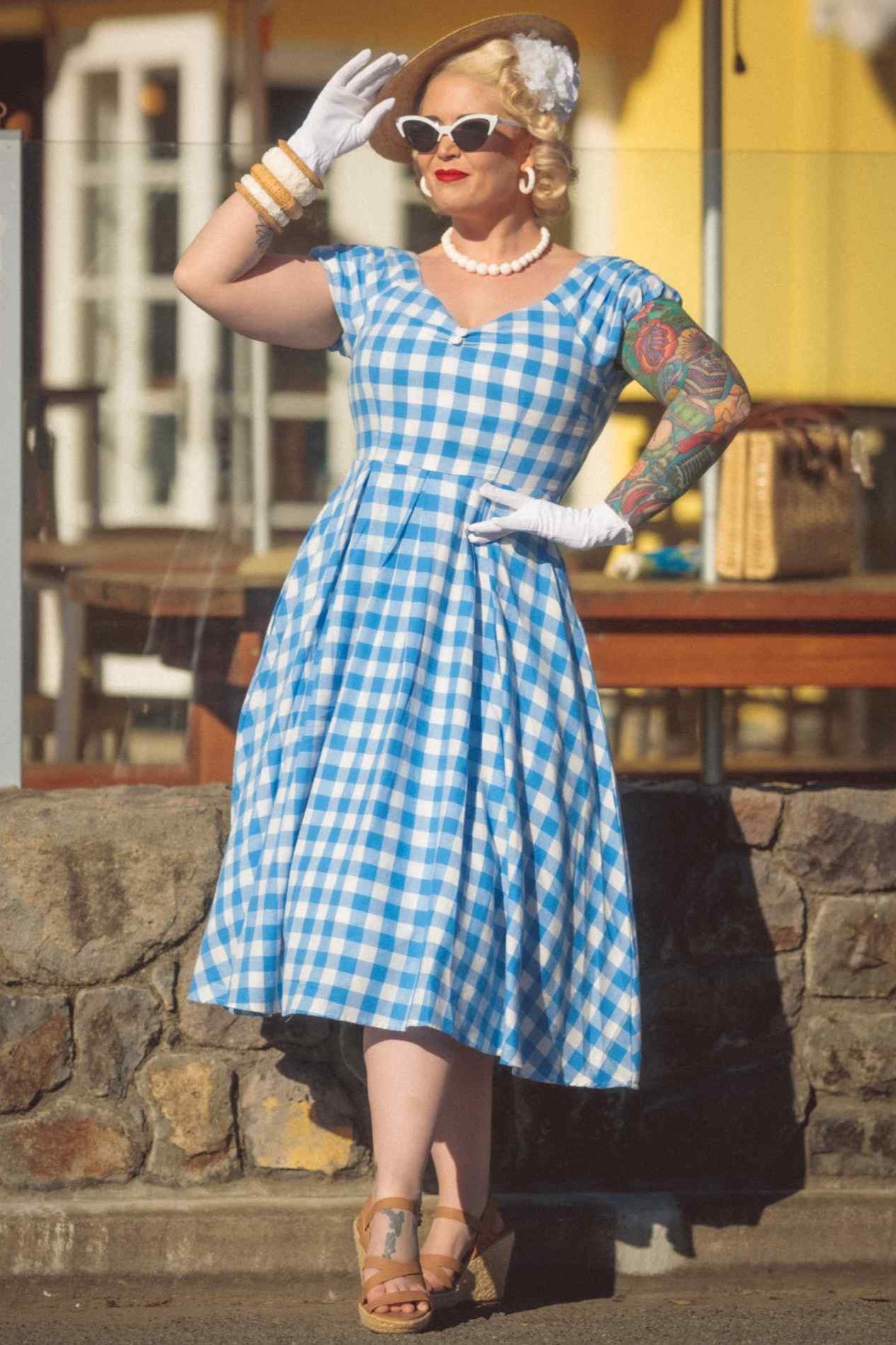 Blue gingham sale swing dress