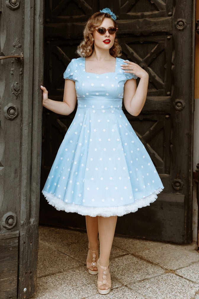 Claudia Polka Dot Dress In Baby Blue 8