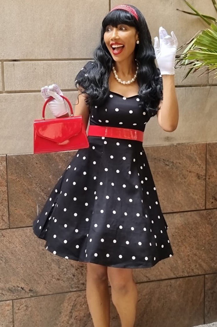 50s black and shop white polka dot dress