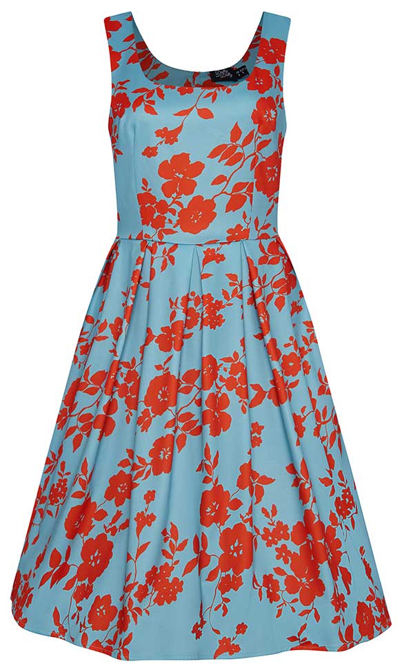 Blue dress hot sale with red flowers