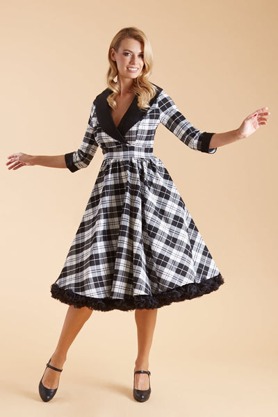 50's Black Tartan Coat Dress