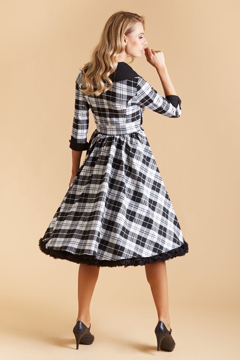 50's Black Tartan Coat Dress