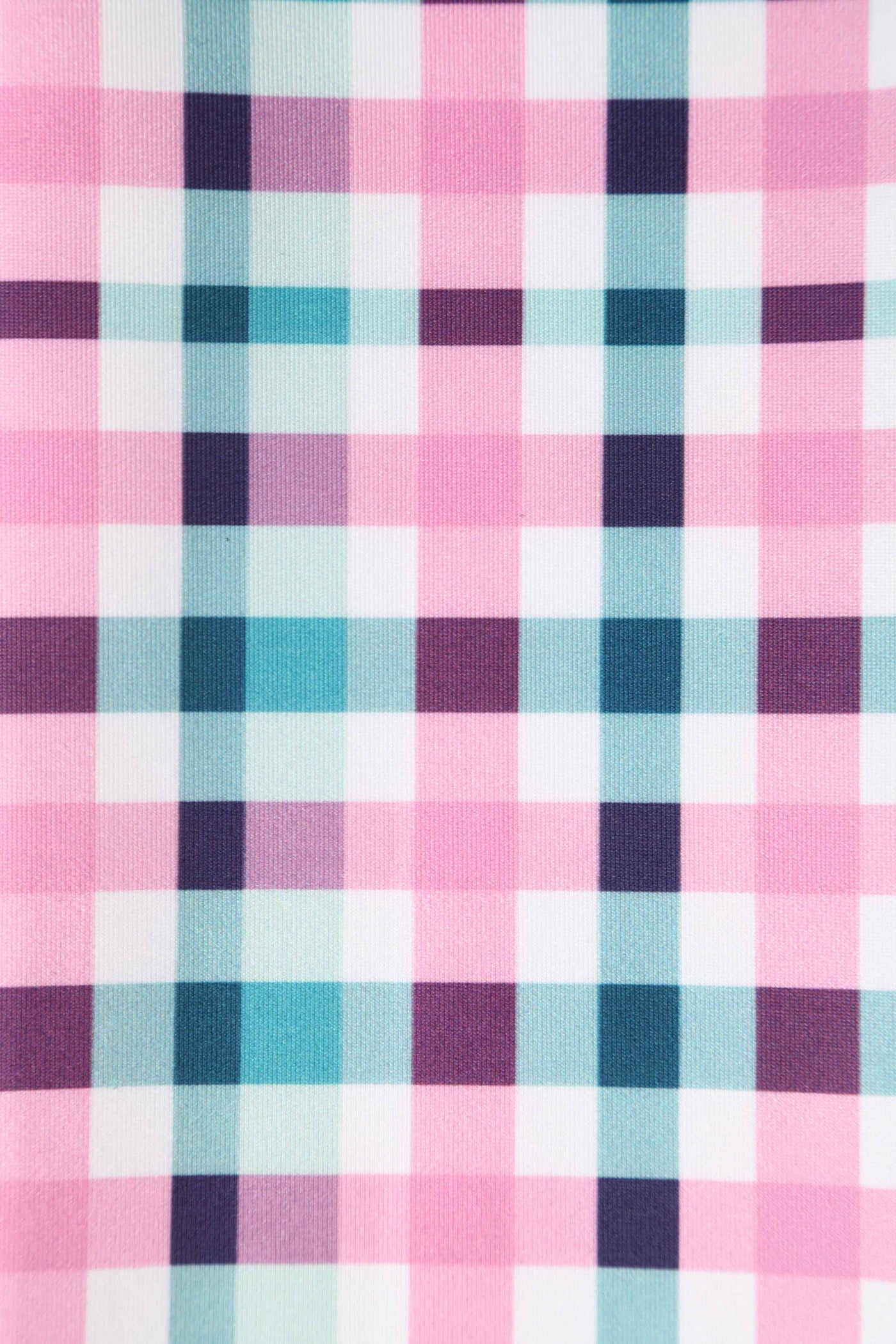 Close up view of 50s Style Pink & Green Check Collar Dress