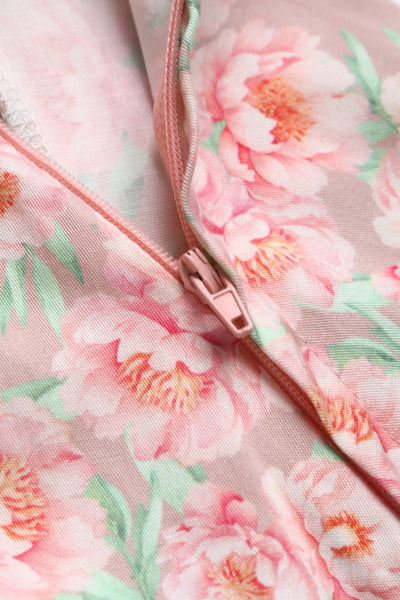 Close up view of Pink Floral Shirt Dress