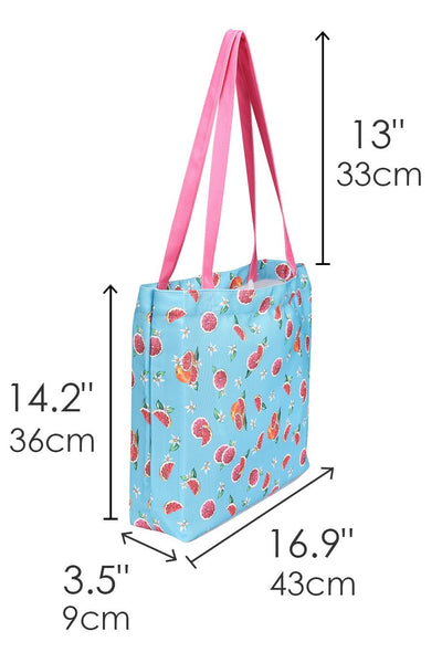 Baby Blue Grapefruit Print Tote Shopping Bag