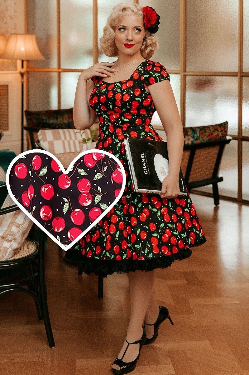 Woman's Black Cherry Swing Dress