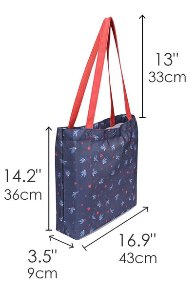 Blue Swallow Print Tote Shopping Bag