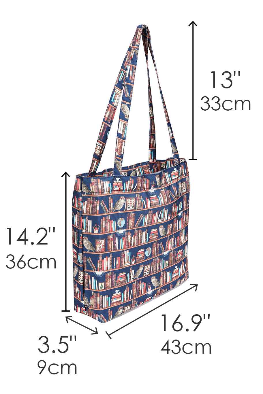 Book & Owl Print Tote Bag