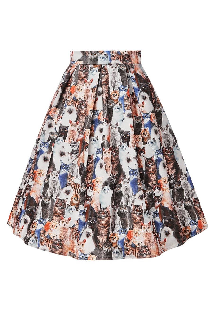 Box Pleat Skirt in Cute Cat Print