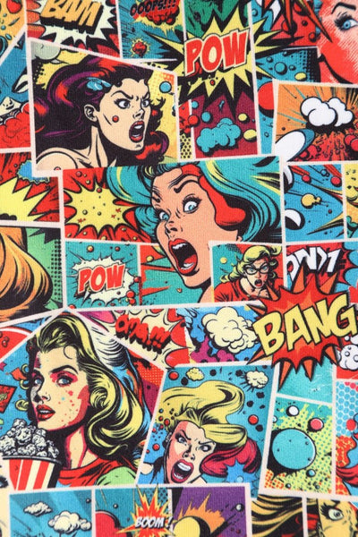 Close up view of Comic Wrap Dress