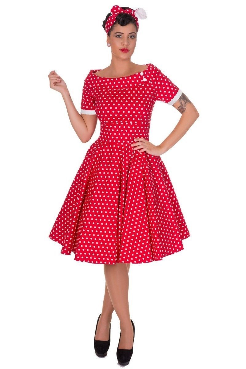 Full Circle Red Polka Dot Swing Dress