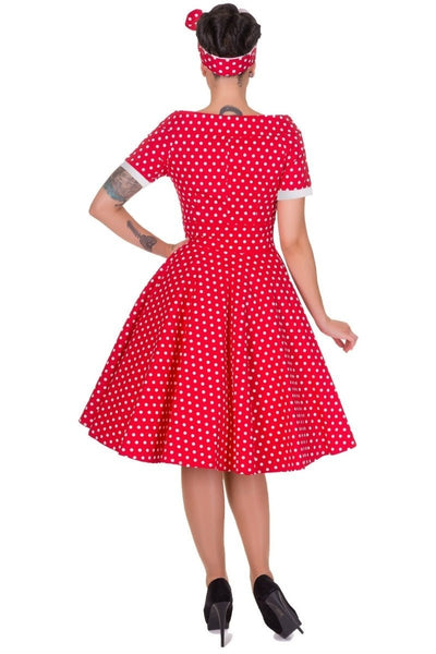 Full Circle Red Polka Dot Swing Dress