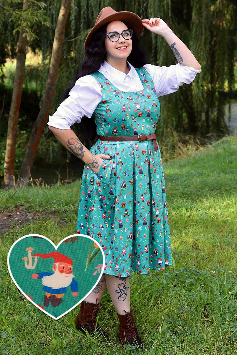 A model wearing a Green Garden Gnome Circle Dress