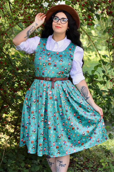 A model wearing a Green Garden Gnome Circle Dress