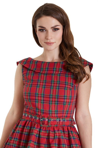 Close up view of Highland Red Tartan Circle Dress