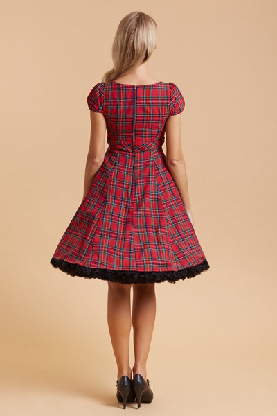 Back view of Highland Red Tartan Swing Dress