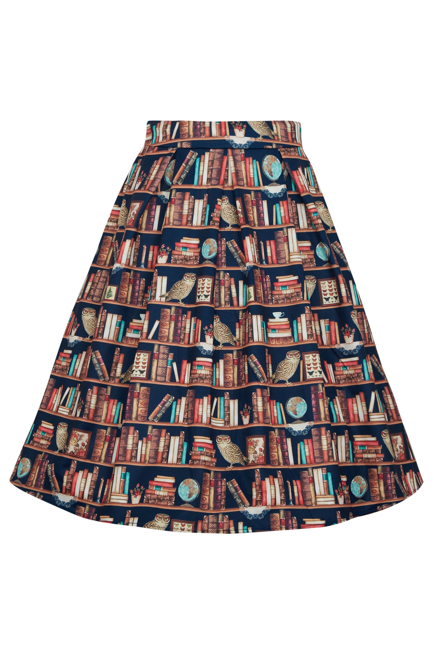 Library Book & Owl Box Pleated Skirt