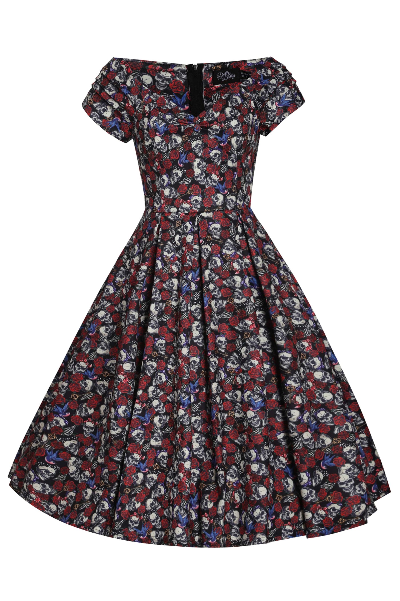 Off Shoulder 50s Rockabilly Skull Dress