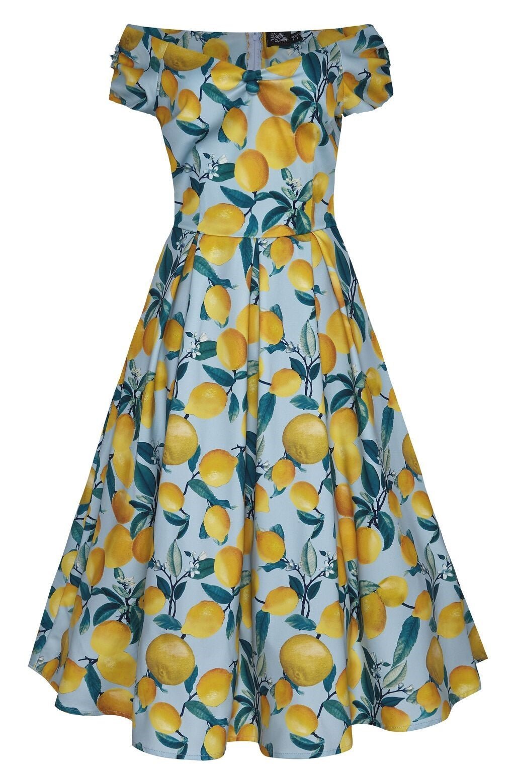 Off Shoulder Blue/Yellow Lemon Dress