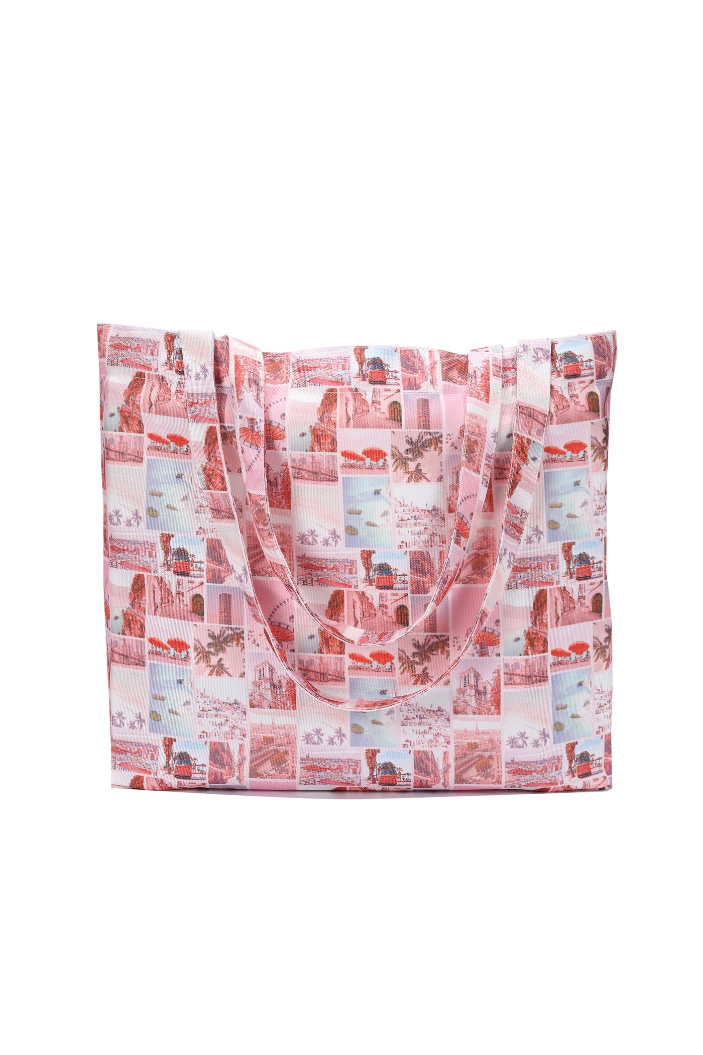 Pink Postcard Print Beach Tote Bag