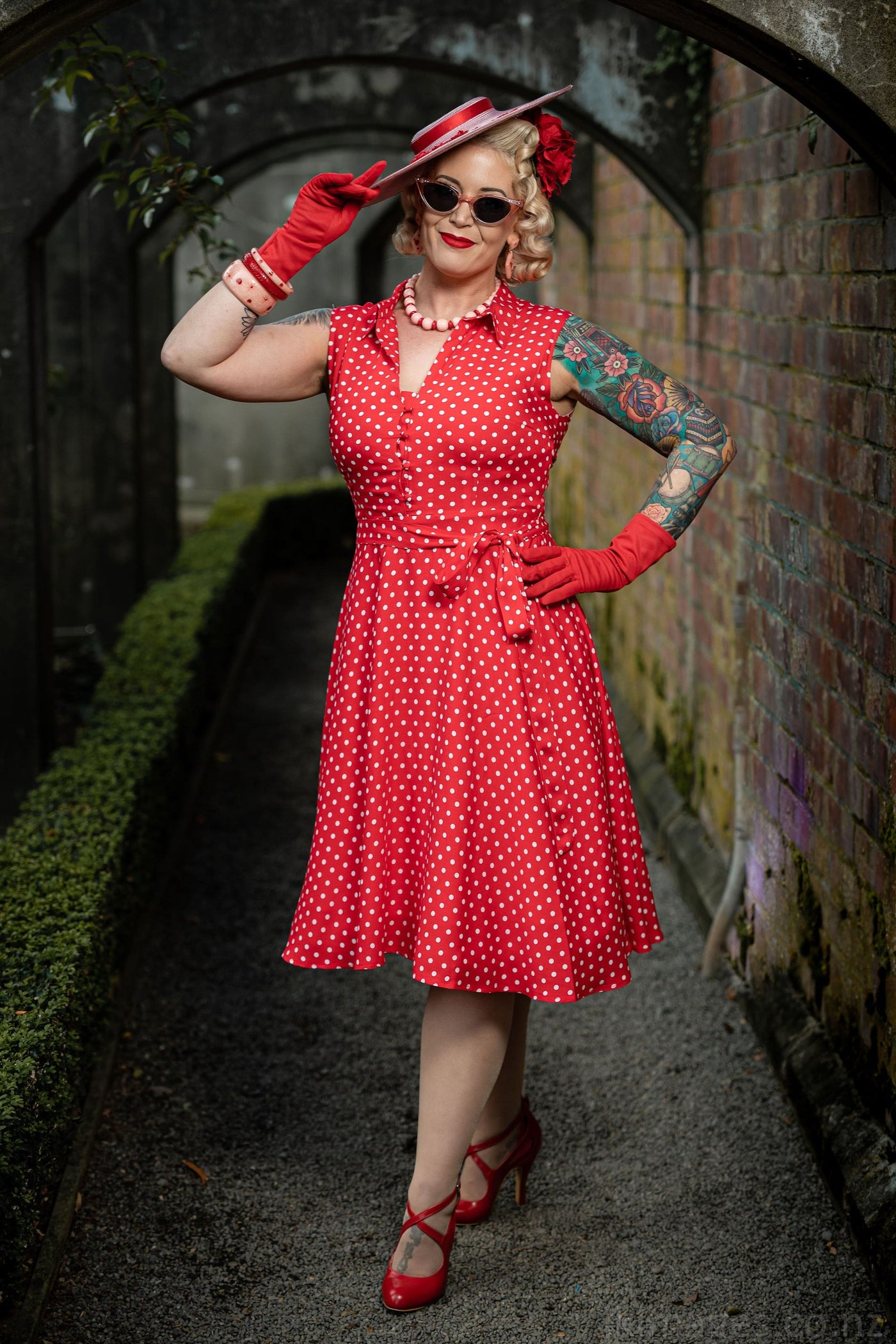 Poppy Red Polka Dot Button Shirt Dress - Dolly and Dotty