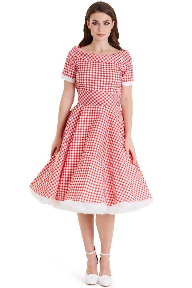 Woman's Retro Red Gingham Swing Dress