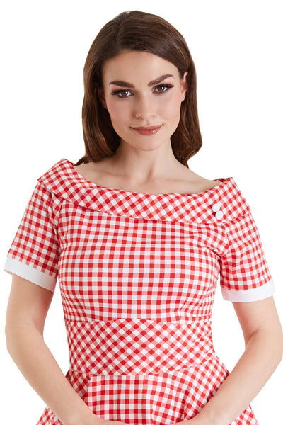 Woman's Retro Red Gingham Swing Dress