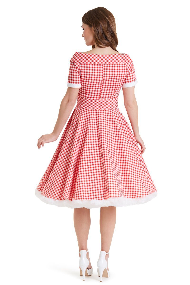 Woman's Retro Red Gingham Swing Dress