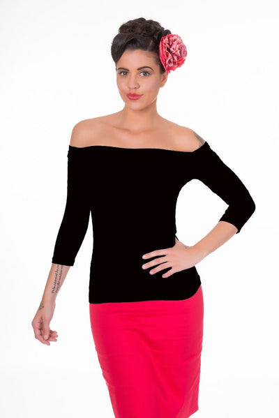 Rockabilly Off Shoulder Black Top