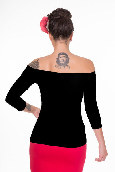 Rockabilly Off Shoulder Black Top