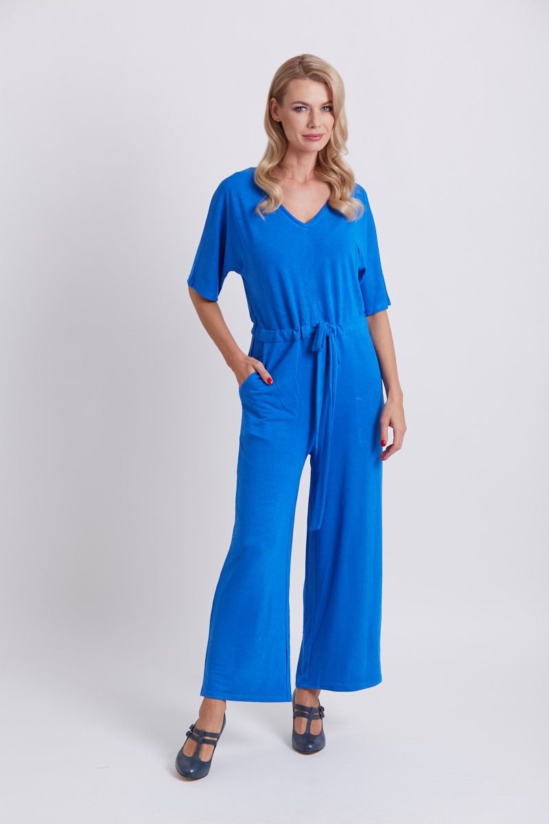 Front view of Royal Blue Wide Leg Jumpsuit