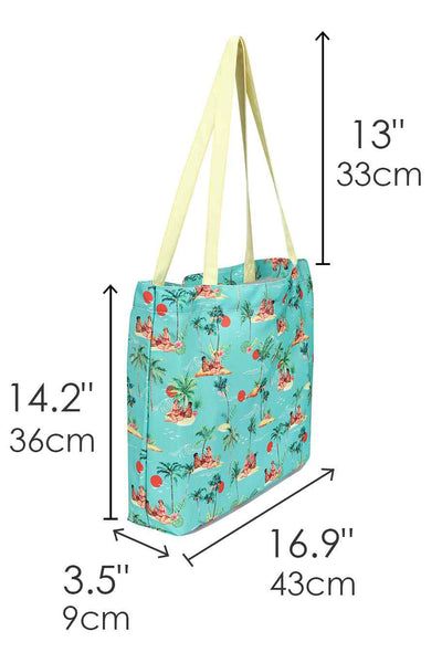 Summer Pinup Couple Print Beach Tote Bag