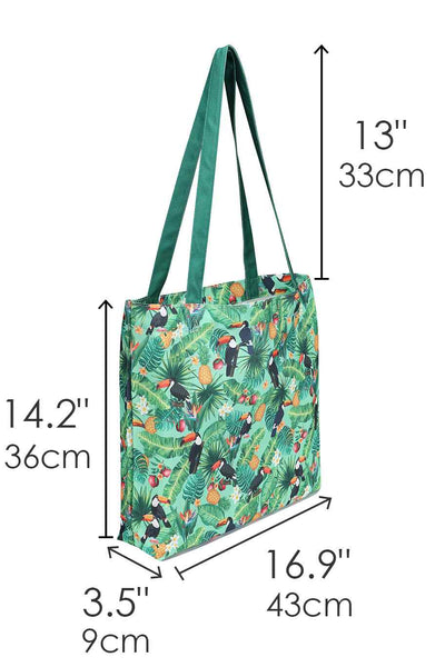 Tropical Toucan Print Beach Tote Bag