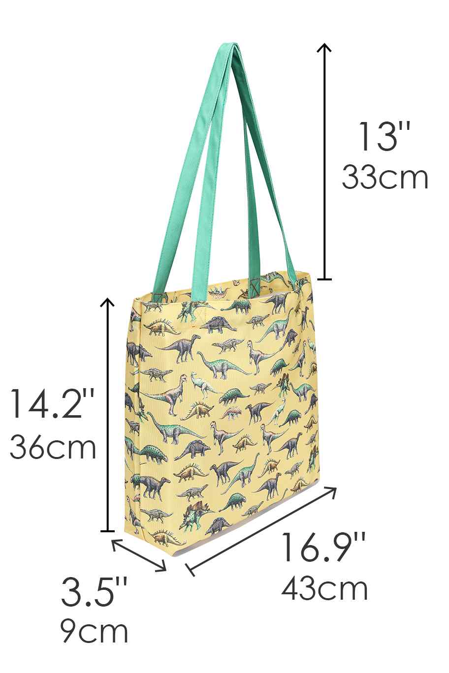 Yellow Antique Dinosaur Print Canvas Bag