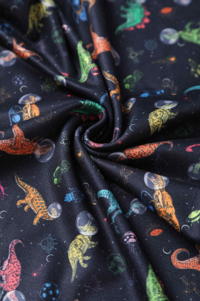 Close up view of Astronaut Dinosaur Jumpsuit In Navy Blue