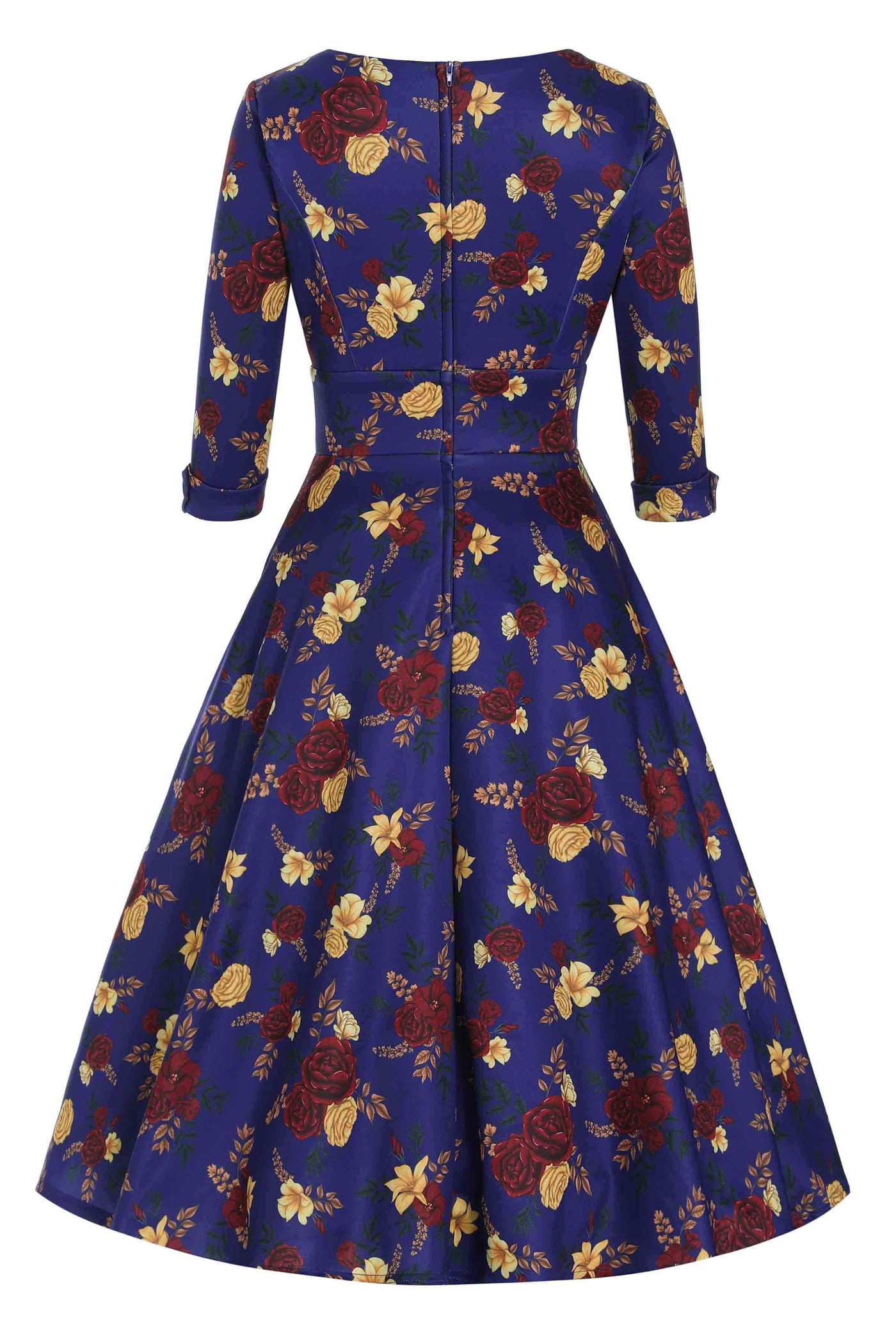 Back view of Autumn Floral Midi Dress