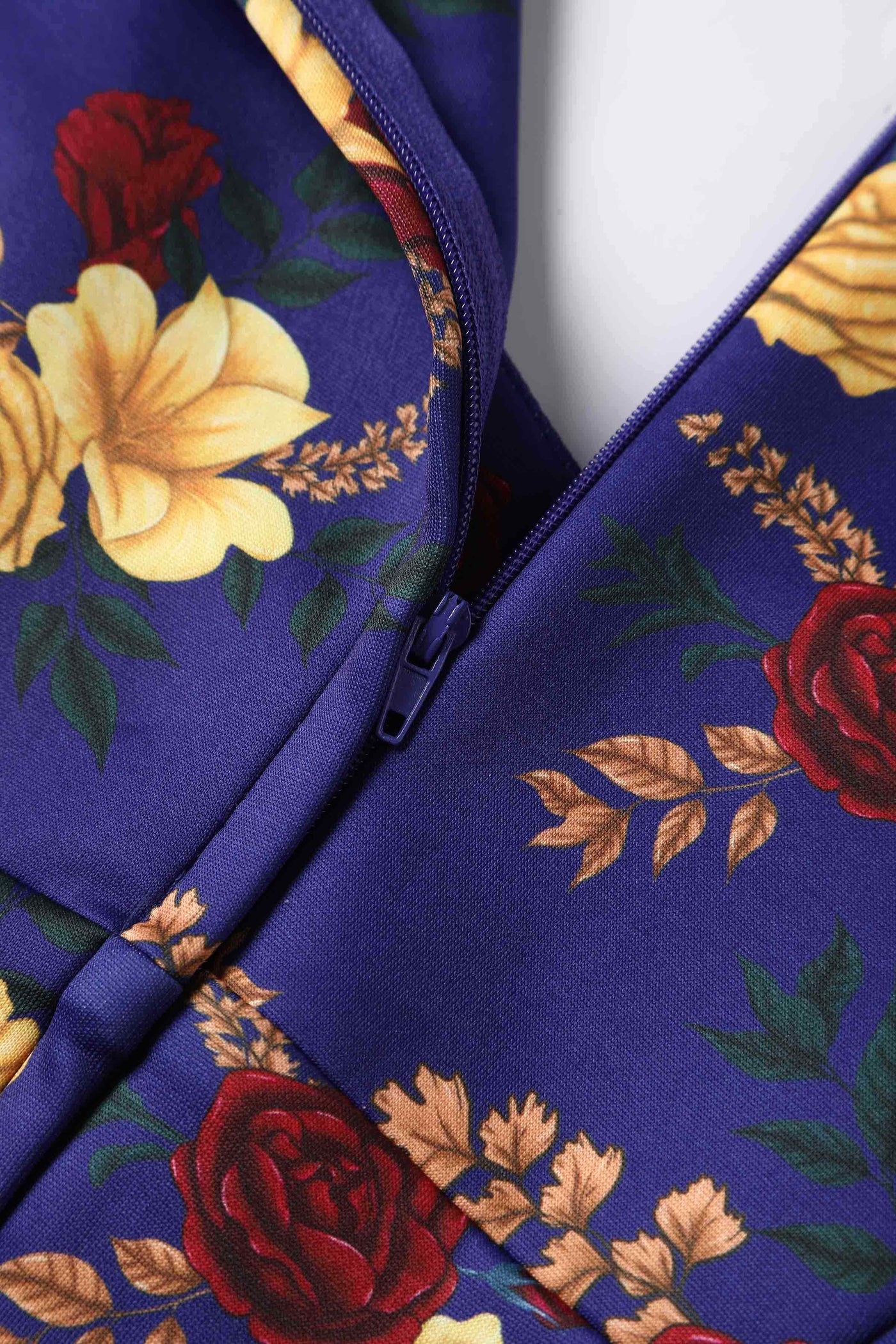 Close up view of Autumn Floral Midi Dress