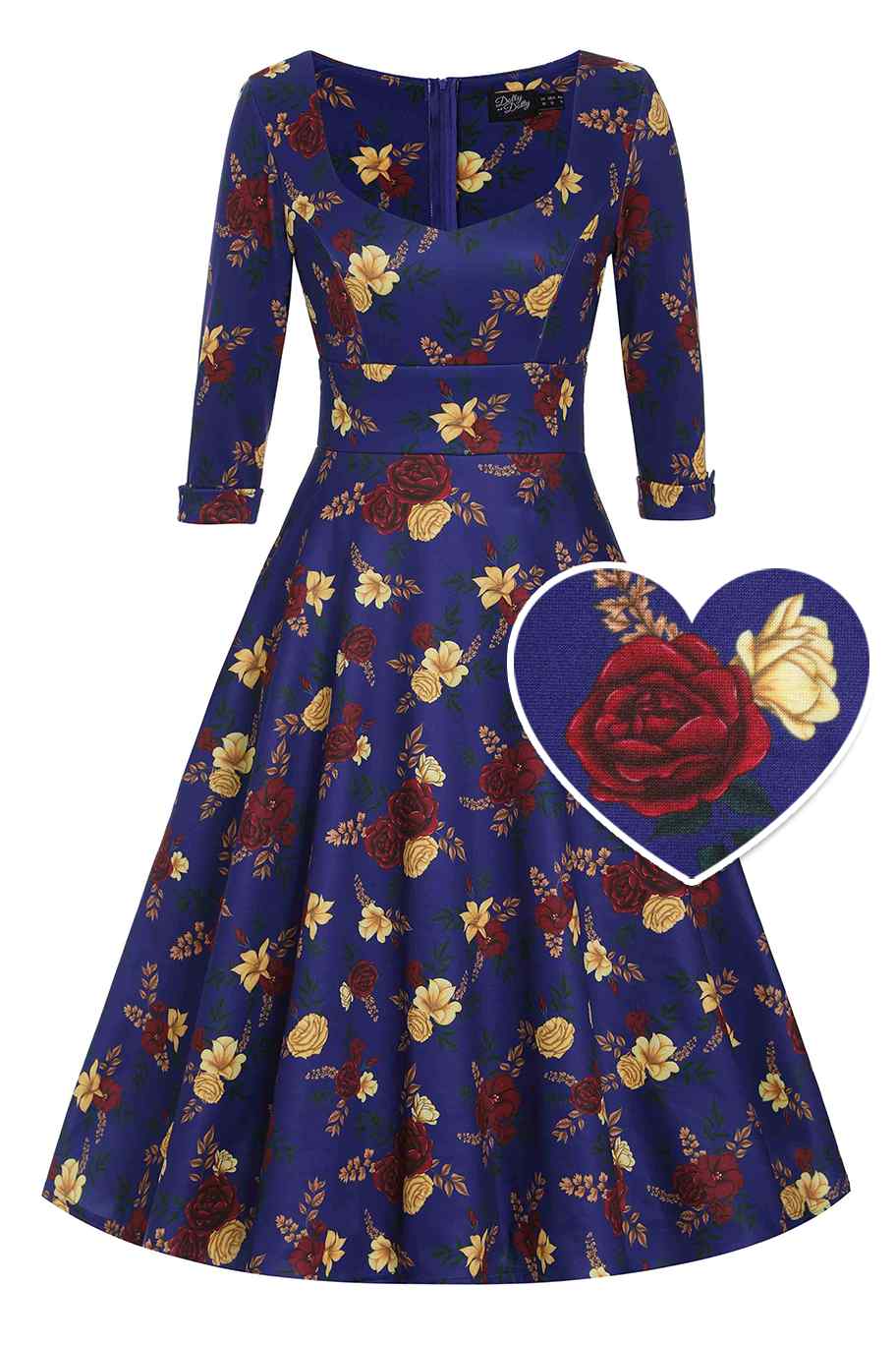 Front view of Autumn Floral Midi Dress