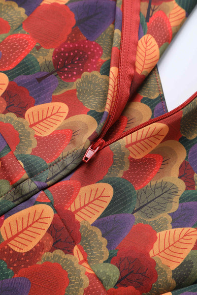 Close up view of view of Autumn Foliage Midi Dress