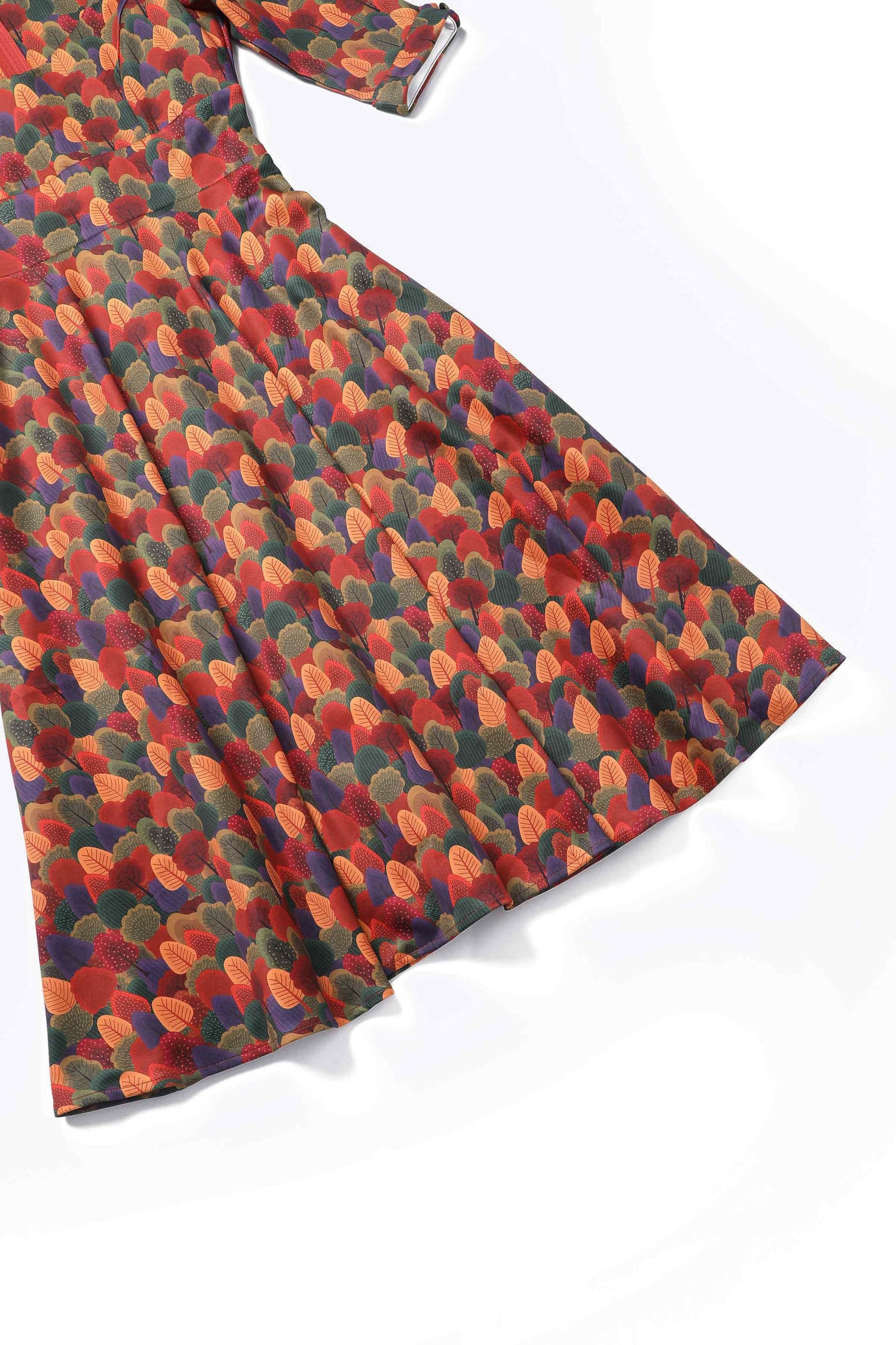 Close up view of view of Autumn Foliage Midi Dress