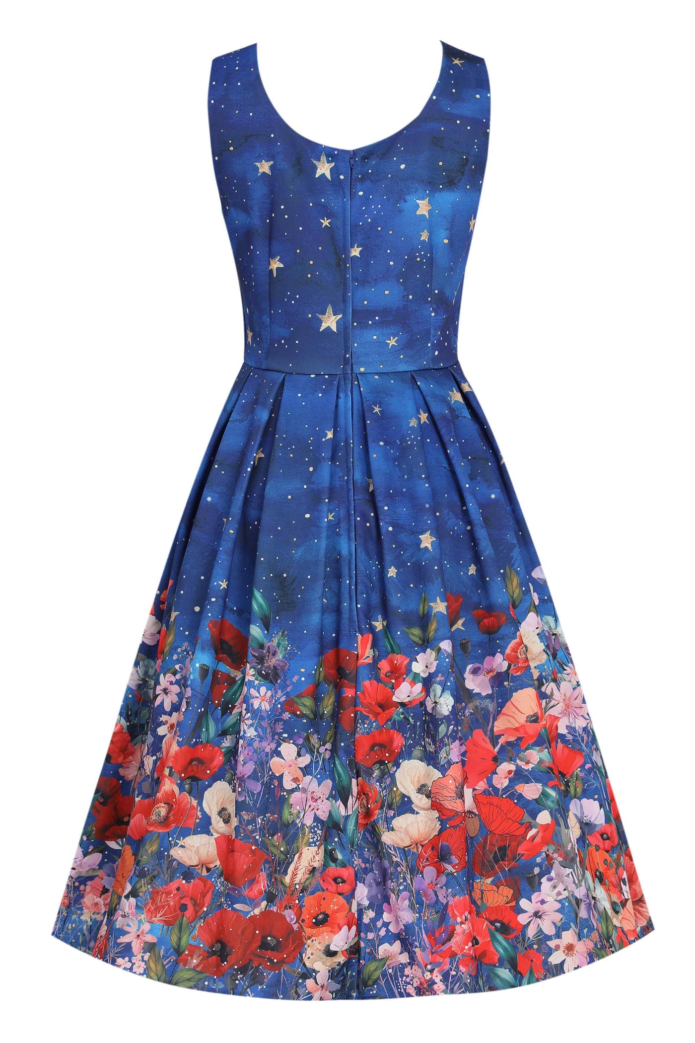 Back view of Black Cat Midnight Garden Swing Dress