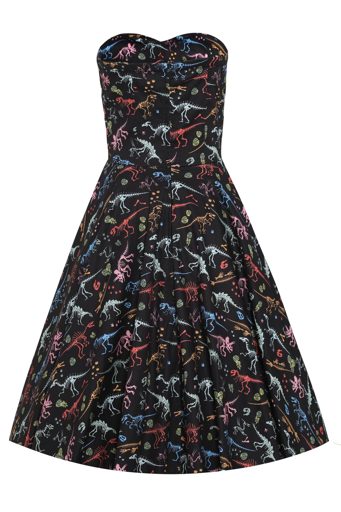 Melissa Black Strapless Dress in Dinosaur Fossil Skeletons