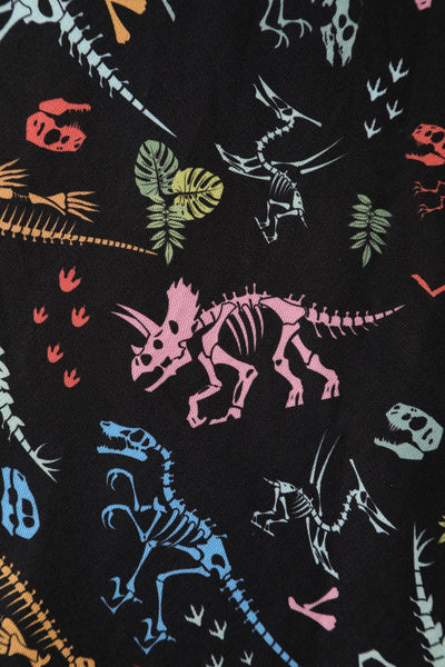 Black Glow Dinosaur Skeleton Fossil Print Close up