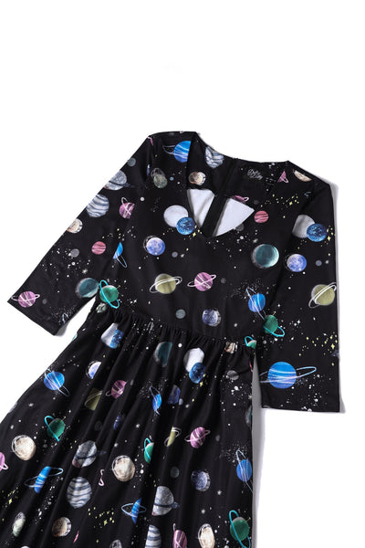 Close up view of Black Planet Dress