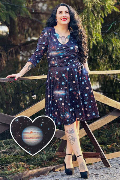 Black Space Long Sleeved Dress