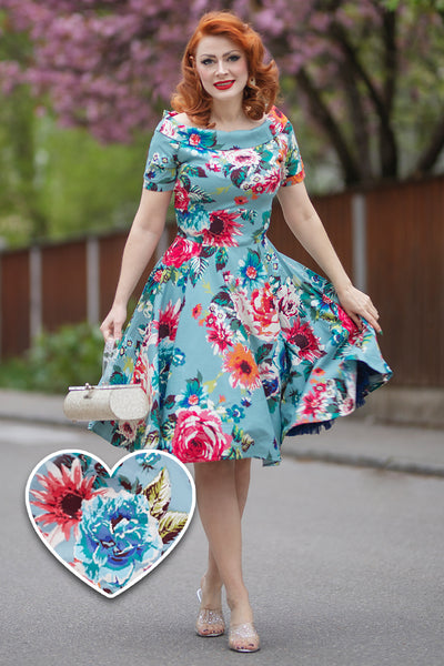 Blue Floral Swing Dress