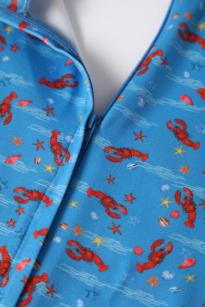 Close up view of Blue Lobster Dress