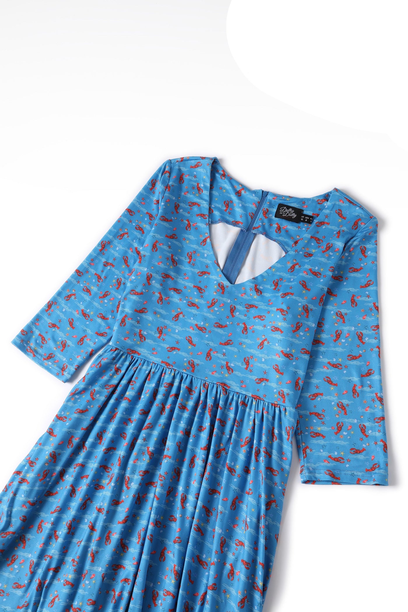 Close up view of Blue Lobster Dress